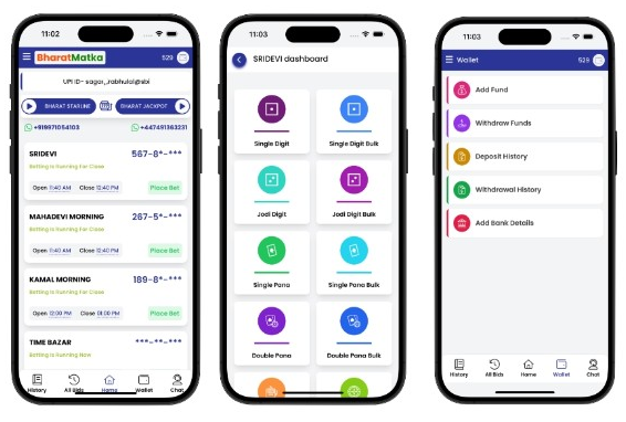 Bharat Matka app screens